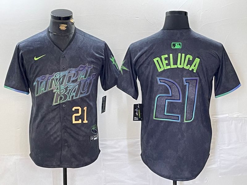 Men Tampa Bay Rays 21 Deluca Black City Edition Nike 2024 MLB Jersey style 2